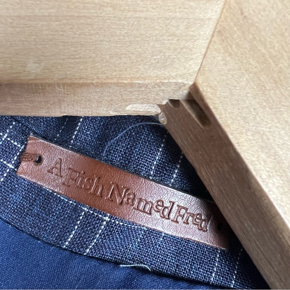 A Fish Named Fred Linen Blazer Jacket Size 40 - Picture 9 of 10